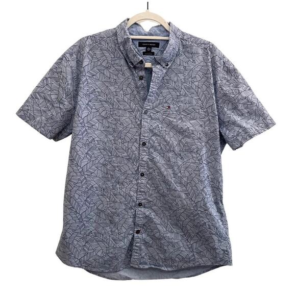 Tommy Hilfiger Dover Leaf Print Shirt XL Slim Fit Button Down Short Sleeve 696M - Picture 1 of 9